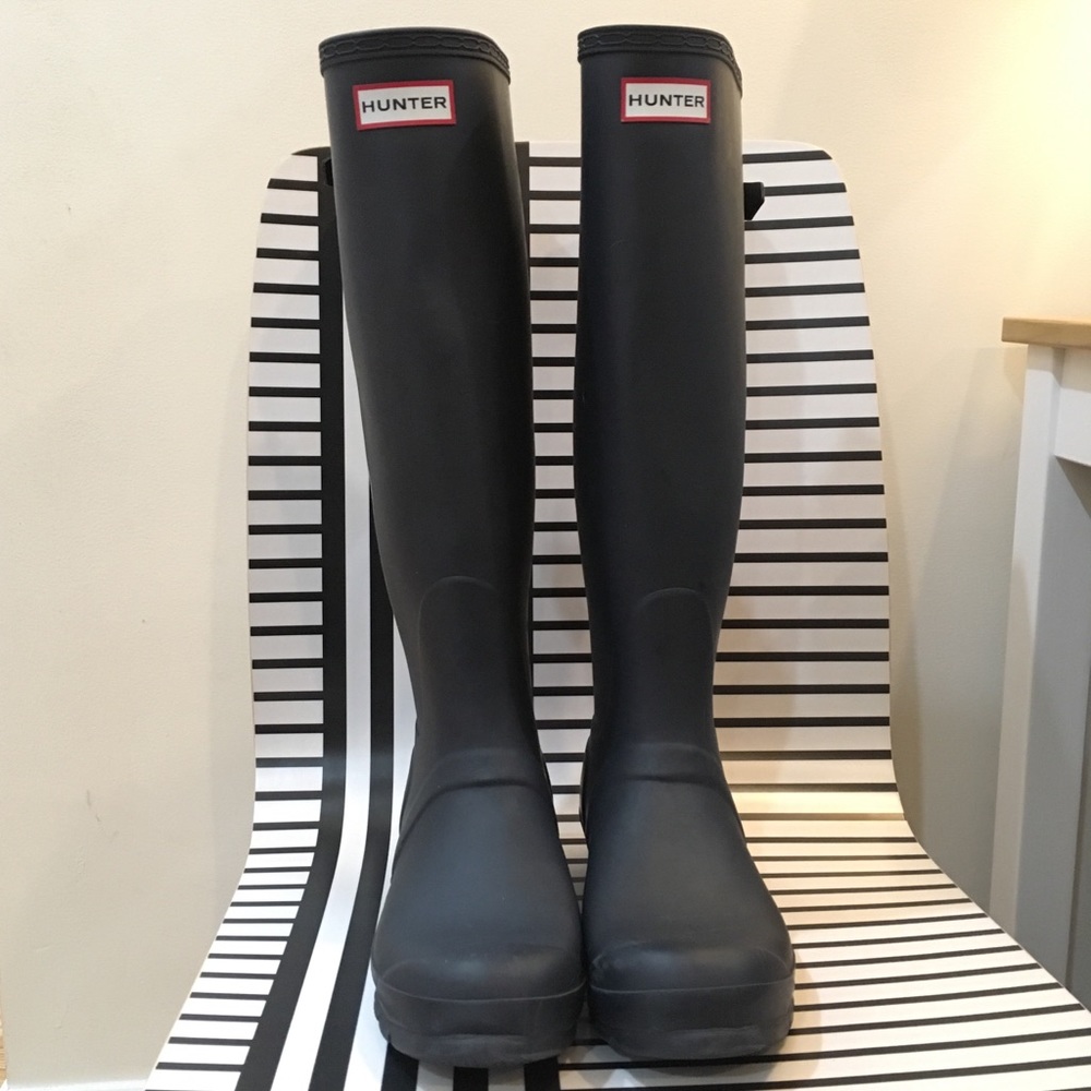 Hunter back adjustable rain boots - navy